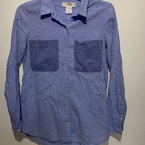 Joe Fresh Men's Long-Sleeve Button-Down Pointed Collar Blue Shirt Small